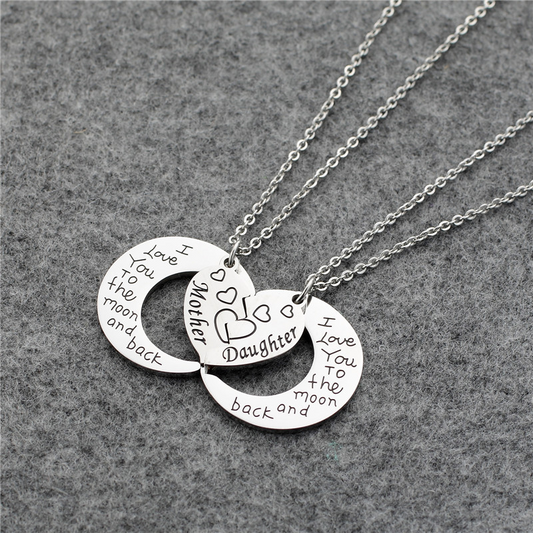 Heart & Moon Silver Necklace