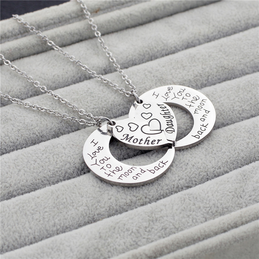 Heart & Moon Silver Necklace