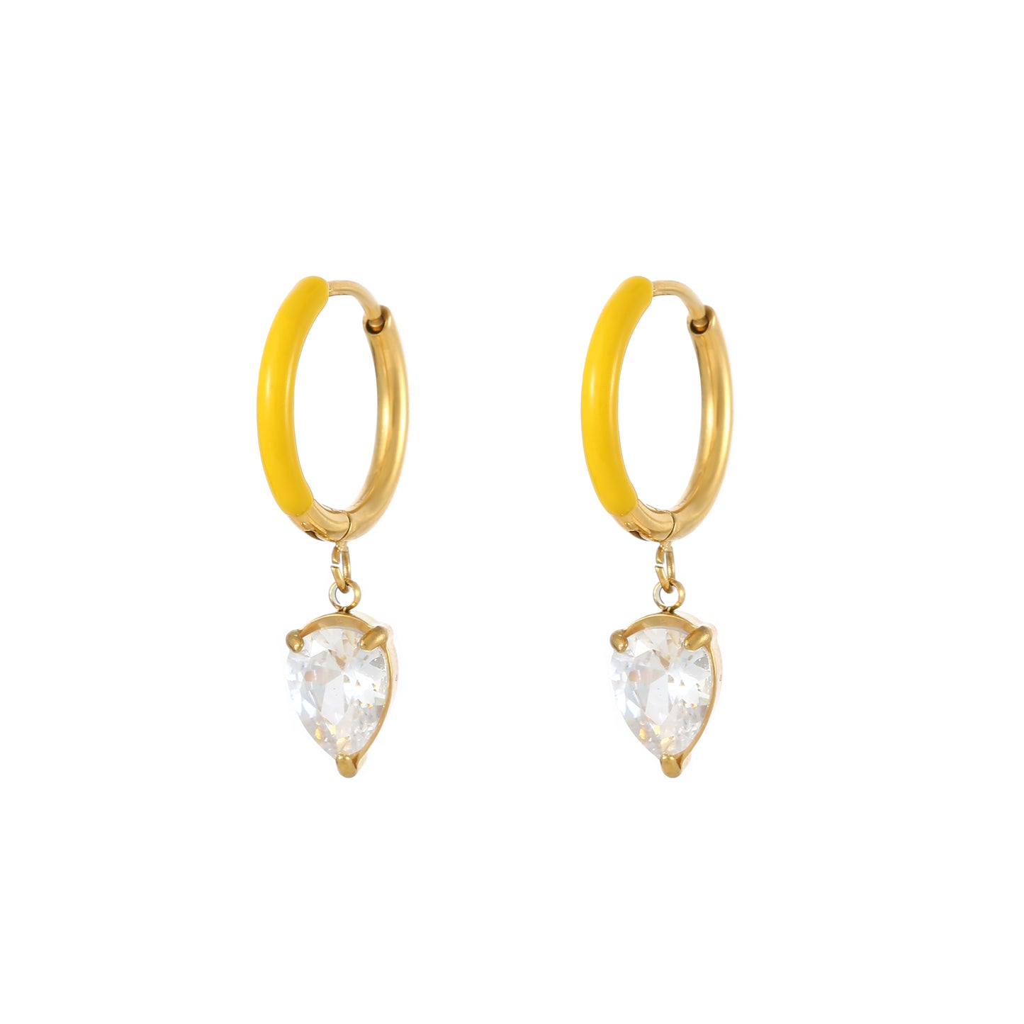 Gold Earrings - White Moissanite