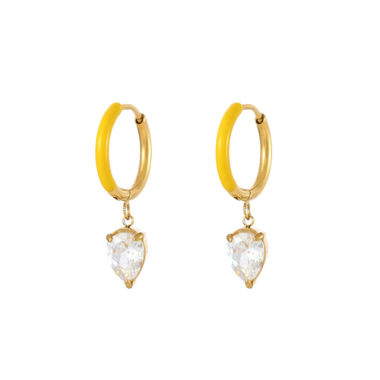 Gold Earrings - White Moissanite