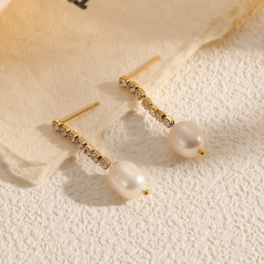 Gold Pearl Earrings Set 3 Pieces